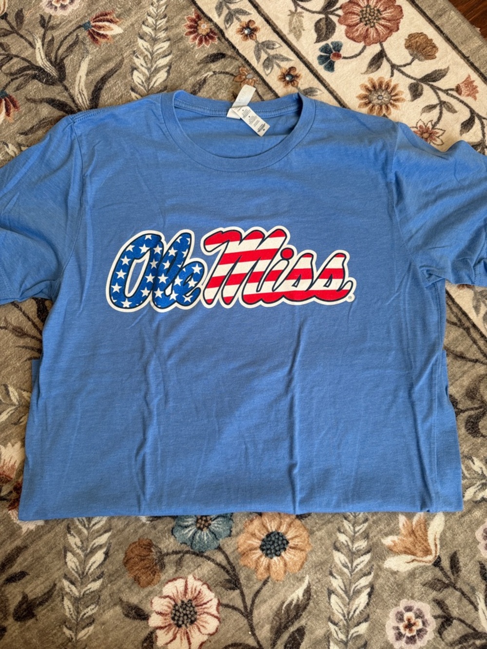 Bella Canvas Light Blue Ole Miss Flag Logo Short Sleeve Tee